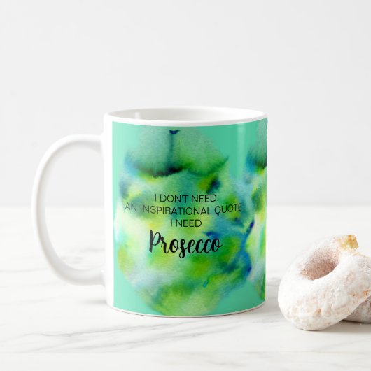 Prosecco Lover Inspirerend Life Quote Waterverf Koffiemok (Met donut)