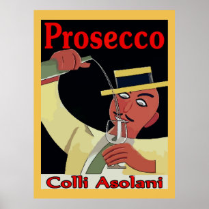 Prosecco, Man met glas Poster