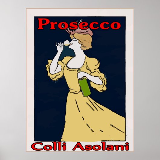 Prosecco, Vrouw met glas Poster (Voorkant)