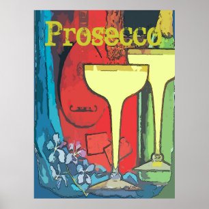 Prosecco, wijnglazen, tekst bewerken poster