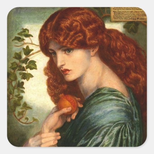 Proserpine van Rossetti Vierkante Sticker (Voorkant)
