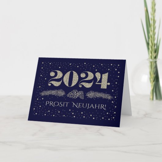 Prosit Neujahr 2024. Nieuwjaarskaart in het Duits Feestdagen Kaart (Voorkant)