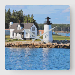 Prospect Harbor Lighthouse, Maine Briefkaart Vierkante Klok