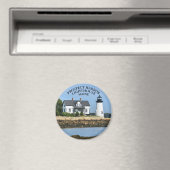 Prospect Harbour Lighthouse, Maine Round Magnet (In Situ (Lave-vaisselle))
