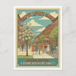 Prospect Lefferts Gardens Brooklyn NYC Retro Jaren Briefkaart