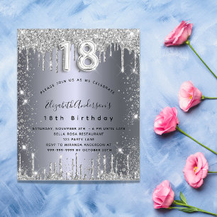 Prospectus 11,4 Cm X 14,2 Cm 18e anniversaire argent parties scintillant budget