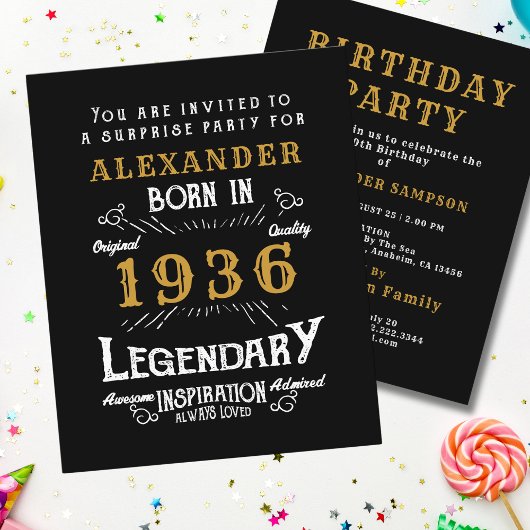 Prospectus 11,4 Cm X 14,2 Cm 1936 Budget 90th Birthday Invitation Legend