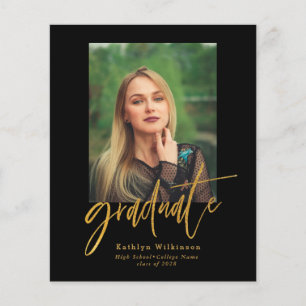 Prospectus 11,4 Cm X 14,2 Cm 2023 BUDGET Elégant Gold 5 Photo Grad Invitation