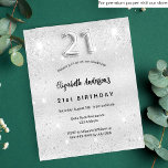 Prospectus 11,4 Cm X 14,2 Cm 21e anniversaire argent parties scintillant budget<br><div class="desc">Veuillez noter que cette invitation est sur papier de prospectus et très mince. Les enveloppes ne sont pas incluses. Pour des invitations plus épaisses (même conception), veuillez visiter notre magasin. Une invitation moderne, élégante et glamour pour une fête de 21e anniversaire. Un arrière - plan faux argenté, décoré de poussière...</div>