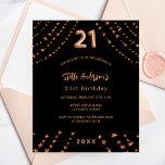 Prospectus 11,4 Cm X 14,2 Cm 21e anniversaire noir rose or budget invitation<br><div class="desc">Veuillez noter que cette invitation est sur papier de prospectus et très mince. Les enveloppes ne sont pas incluses. Pour des invitations plus épaisses (même conception), veuillez visiter notre magasin. Pour une soirée élégante de 21ème anniversaire. Un arrière - plan noir. Décoré d'étoiles dorées roses. Personnalisez et ajoutez un nom,...</div>