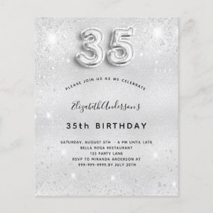 Prospectus 11,4 Cm X 14,2 Cm 35e anniversaire argent parties scintillant budget