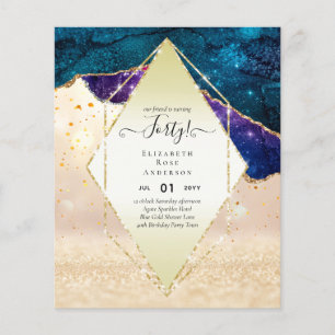 Prospectus 11,4 Cm X 14,2 Cm 40e anniversaire Invitations Glamor Girly FUN mode