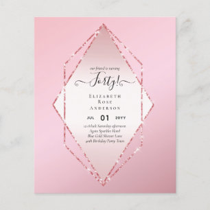 Prospectus 11,4 Cm X 14,2 Cm 40e anniversaire Invitations Glamor Girly FUN mode