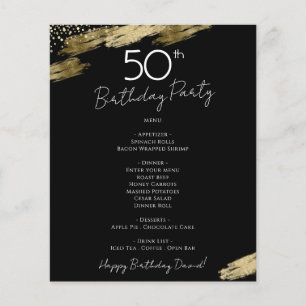 Prospectus 11,4 Cm X 14,2 Cm 50e anniversaire Black and Gold Party Menu Flyer
