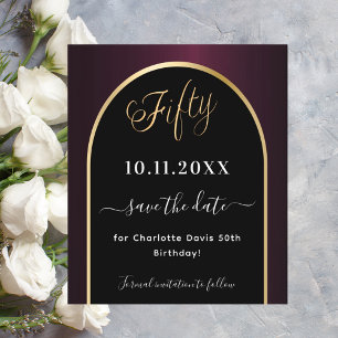 Prospectus 11,4 Cm X 14,2 Cm 50e anniversaire noir budget bordeaux enregistrer