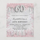 Prospectus 11,4 Cm X 14,2 Cm 60e anniversaire argent rose invitation budget (Devant)