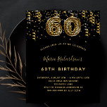 Prospectus 11,4 Cm X 14,2 Cm 60th birthday black gold leopard budget invitation<br><div class="desc">A modern,  stylish and glamorous invitation for a 60th birthday party. A black background,  decorated with confetti.  The name is written with a modern hand lettered style script.  Personalize and add your party details.  Number 60 is written with a trendy balloon style font,  leopard pattern.</div>
