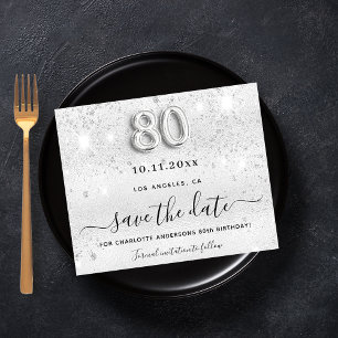 Prospectus 11,4 Cm X 14,2 Cm 80e anniversaire argent budget parties scintillant