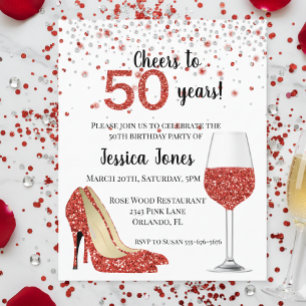 Prospectus 11,4 Cm X 14,2 Cm À la fête pour cinquante ans Talons de vin rouge p