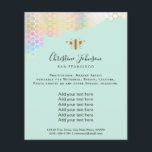 Prospectus 11,4 Cm X 14,2 Cm abeille nid d'abeille sur menthe arrière - plan<br><div class="desc">salon de beauté professionnel maquillage artiste flyer</div>