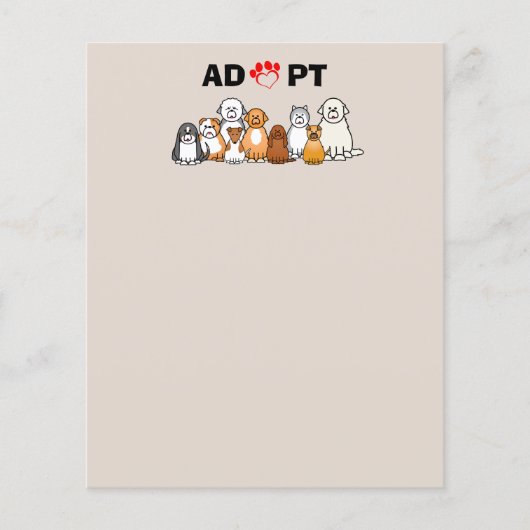 Prospectus 11,4 Cm X 14,2 Cm Adopt text with illustrated dogs (Devant)