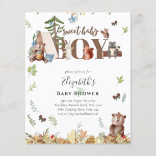 Prospectus 11,4 Cm X 14,2 Cm Adorable Bois Ours Camping Boys Baby shower Dans