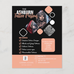 Prospectus 11,4 Cm X 14,2 Cm Affiche de salon de tatouage - Noir blush personna
