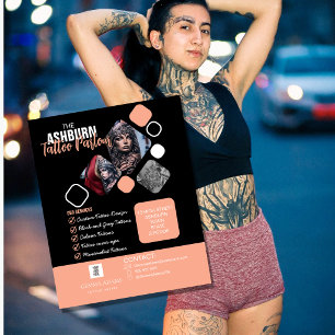 Prospectus 11,4 Cm X 14,2 Cm Affiche de salon de tatouage - Noir blush personna