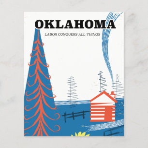 Prospectus 11,4 Cm X 14,2 Cm Affiche de voyage Oklahoma style vintage.
