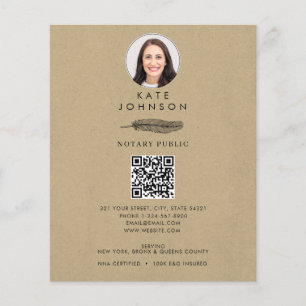 Prospectus 11,4 Cm X 14,2 Cm Agent de signature du notaire Feather Kraft Logo P