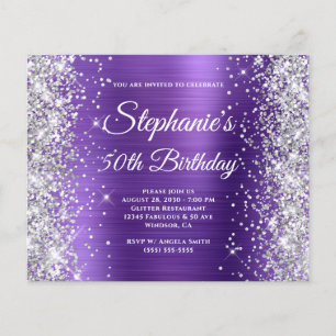 Prospectus 11,4 Cm X 14,2 Cm Anniversaire 50 ans paillettes argent Améthyste Fe