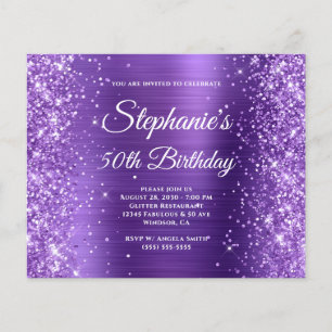Prospectus 11,4 Cm X 14,2 Cm Anniversaire 50 ans paillettes violettes Améthyste