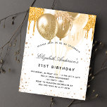Prospectus 11,4 Cm X 14,2 Cm Anniversaire Ballons d'or blanc invitation budgéta<br><div class="desc">Veuillez noter que cette invitation est sur papier de prospectus et très mince. Les enveloppes ne sont pas incluses. Pour des invitations plus épaisses (même conception), veuillez visiter notre magasin. Pour un 21ème anniversaire élégant (ou tout âge). Un arrière - plan blanc chic. Décoré avec des gouttes de parties scintillant...</div>