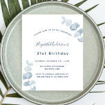 Prospectus 11,4 Cm X 14,2 Cm Anniversaire blanc bleu eucalyptus invitation budg<br><div class="desc">Veuillez noter que cette invitation est sur papier de prospectus et très mince. Les enveloppes ne sont pas incluses. Pour des invitations plus épaisses (même conception), veuillez visiter notre magasin. Un arrière - plan blanc, décoré de tiges d'eucalyptus bleu foncé, sprigs. Personnalisez et ajoutez un nom et des détails du...</div>