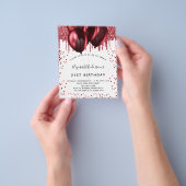 Prospectus 11,4 Cm X 14,2 Cm Anniversaire blanc parties scintillant rouge invit (main)