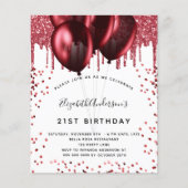 Prospectus 11,4 Cm X 14,2 Cm Anniversaire blanc parties scintillant rouge invit (Devant)
