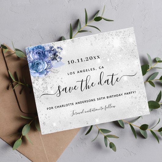 Prospectus 11,4 Cm X 14,2 Cm Anniversaire budget bleu argent budget enregistrer