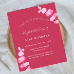 Prospectus 11,4 Cm X 14,2 Cm Anniversaire magenta eucalyptus invitation budgéta<br><div class="desc">Veuillez noter que cette invitation est sur papier de prospectus et très mince. Les enveloppes ne sont pas incluses. Pour des invitations plus épaisses (même conception), veuillez visiter notre magasin. Un arrière - plan magenta, décoré de tiges d'eucalyptus, sprigs. Personnalisez et ajoutez un nom, un âge et des détails de...</div>