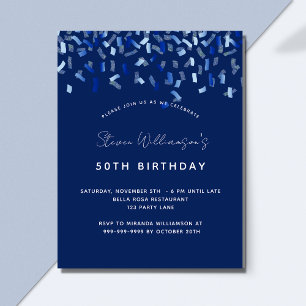 Prospectus 11,4 Cm X 14,2 Cm Anniversaire marine bleu homme gars invitation bud