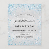 Prospectus 11,4 Cm X 14,2 Cm Anniversaire parties scintillant bleu argenté invi (Devant)