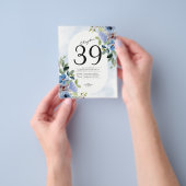 Prospectus 11,4 Cm X 14,2 Cm Anniversaire Pastel Blue Floral Invitation (main)