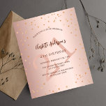 Prospectus 11,4 Cm X 14,2 Cm Anniversaire rose or étoiles âge invitation budget<br><div class="desc">Veuillez noter que cette invitation est sur papier de prospectus et très mince. Les enveloppes ne sont pas incluses. Pour des invitations plus épaisses (même conception), veuillez visiter notre magasin. Pour une soirée d'anniversaire élégante de 21e (ou tout âge). Un arrière - plan rose à gradient or. Décoré d'étoiles. Personnalisez...</div>