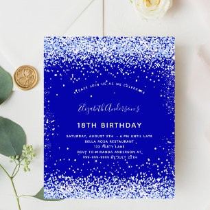 Prospectus 11,4 Cm X 14,2 Cm Anniversaire royal bleu blanc budget invitation