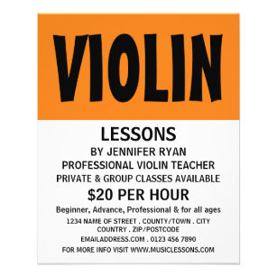 Prospectus 11,4 Cm X 14,2 Cm Annonces de publicité pour les leçons de violon