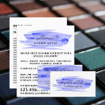 Prospectus 11,4 Cm X 14,2 Cm Aquarelle bleu brosse Artiste maquillage<br><div class="desc">Script Aquarelle Bleu Brosse Maquillage Artiste Publicité Flyers Par Le Magasin Carte de visite.</div>
