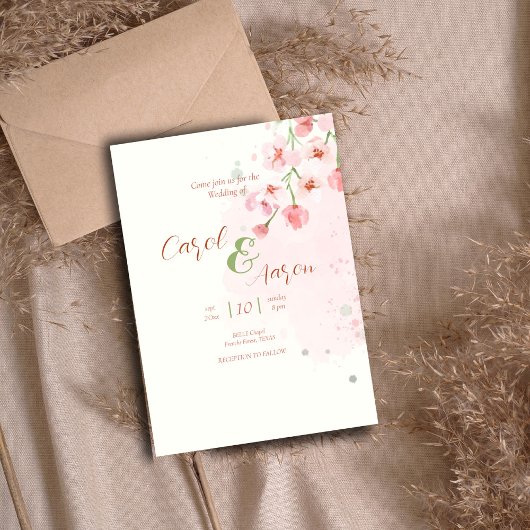 Prospectus 11,4 Cm X 14,2 Cm aquarelle budget élégant unique mariage botanique