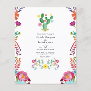 Prospectus 11,4 Cm X 14,2 Cm Aquarelle colorée Fiesta Floral Mariage Inviter