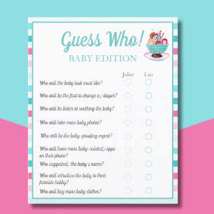 Prospectus 11,4 Cm X 14,2 Cm Aquarelle Crème glacée Sundae Devinez Qui Bébé