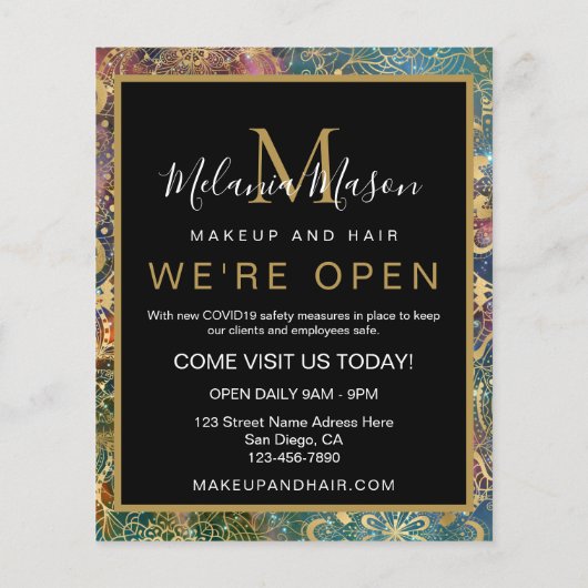 Prospectus 11,4 Cm X 14,2 Cm Aquarelle or et nébuleuse mandala (Dos)