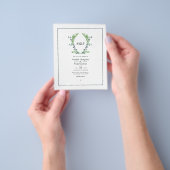Prospectus 11,4 Cm X 14,2 Cm Aquarelle Verdure Laurel Crest Monogramme Mariage (main)